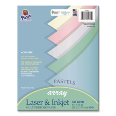 Array Colored Bond Paper, 20 Lb Bond Weight, 8.5 x 11, Assorted Pastel Colors, 500/Ream