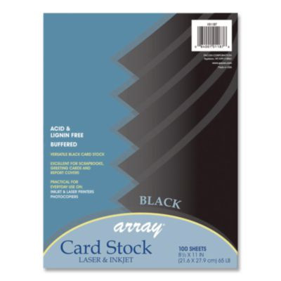 Array Card Stock, 65 Lb Cover Weight, 8.5 x 11, Black, 100/Pack