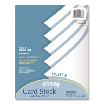 Array Card Stock, 65 Lb Cover Weight, 8.5 x 11, White, 100/Pack