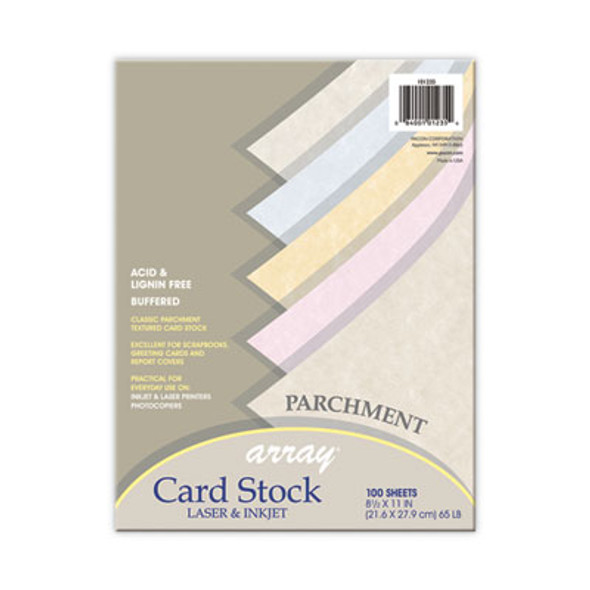 Array Card Stock, 65 Lb Cover Weight, 8.5 x 11, Assorted Parchment Colors, 100/Pack