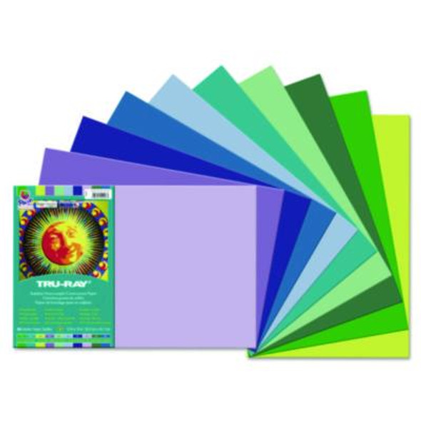 Tru-Ray Construction Paper, 76 Lb Text Weight, 12 x 18, Assorted Cool/Warm Colors, 25/Pack