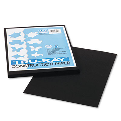 Tru-Ray Construction Paper, 76 Lb Text Weight, 9 x 12, Black, 50/Pack