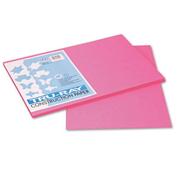 Tru-Ray Construction Paper, 76 Lb Text Weight, 12 x 18, Shocking Pink, 50/Pack