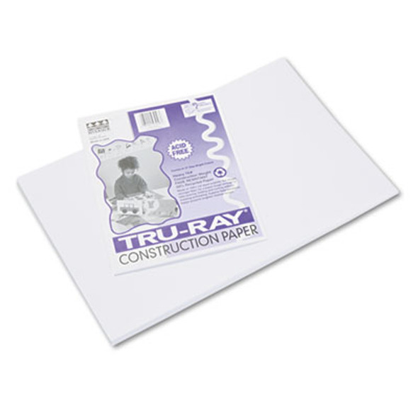 Tru-Ray Construction Paper, 76 Lb Text Weight, 12 x 18, White, 50/Pack
