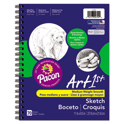 Art1St Sketch Diary, 60 Lb Text Paper Stock, Blue Cover, (70) 11 x 8.5 Sheets