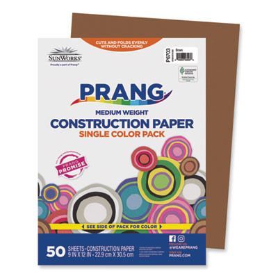 Sunworks Construction Paper, 58 Lb Text Weight, 9 x 12, Brown, 50/Pack