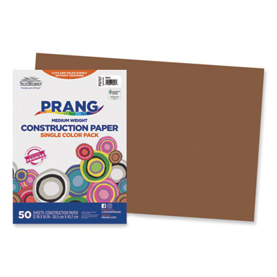 Sunworks Construction Paper, 50 Lb Text Weight, 12 x 18, Brown, 50/Pack