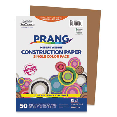 Sunworks Construction Paper, 50 Lb Text Weight, 9 x 12, Light Brown, 50/Pack