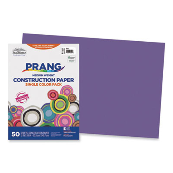 Sunworks Construction Paper, 50 Lb Text Weight, 12 x 18, Violet, 50/Pack