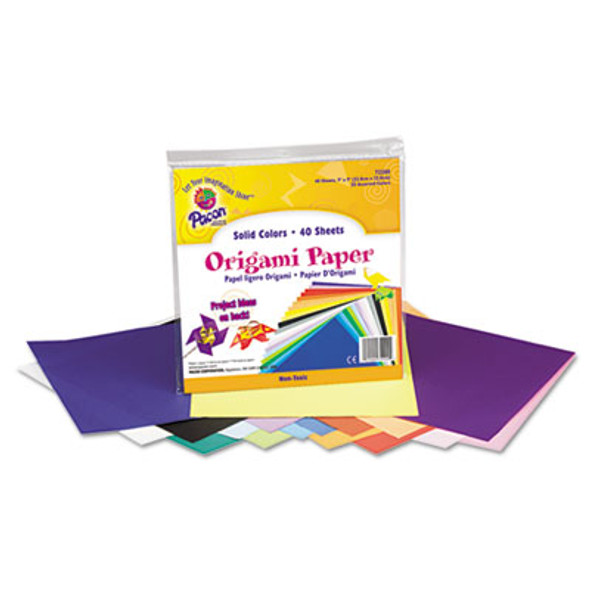 Origami Paper, 30 Lb Bond Weight, 9 x 9, Assorted Bright Colors, 40/Pack