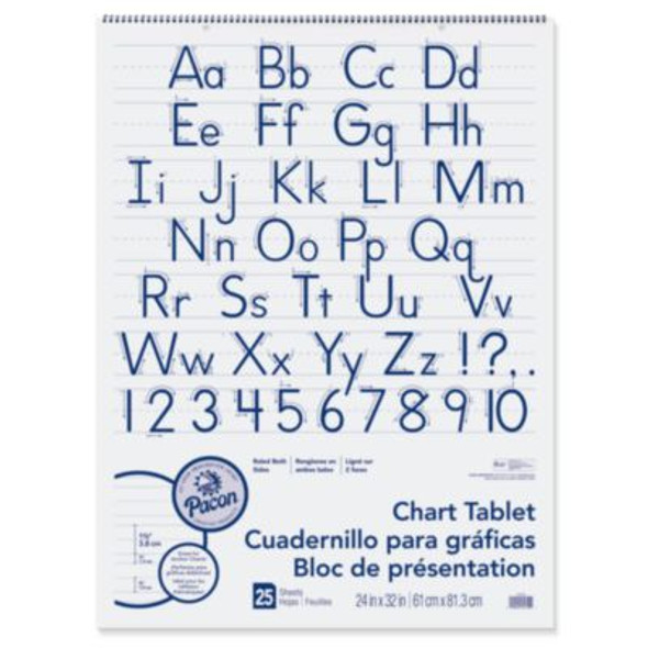 Chart Tablets, Presentation Format (1.5" Rule), (25) White 24 x 32 Sheets, 12/Carton