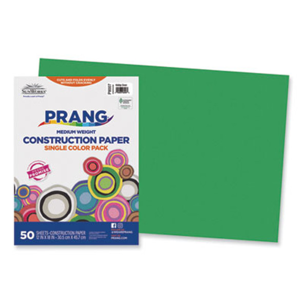 Sunworks Construction Paper, 50 Lb Text Weight, 12 x 18, Holiday Green, 50/Pack