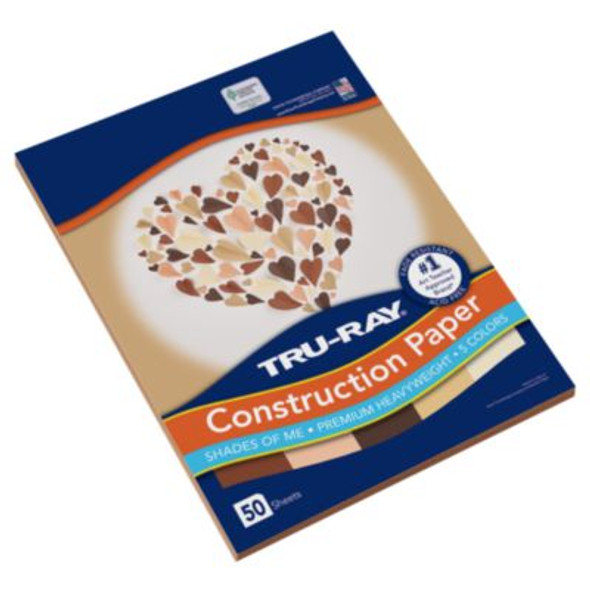Tru-Ray Construction Paper, 70 Lb Text Weight, 9 x 12, Assorted Skin Tone Colors, 50/Pack
