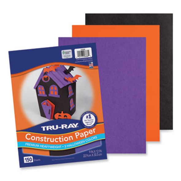 Tru-Ray Construction Paper, 70 Lb Text Weight, 9 x 12, Assorted Halloween Colors, 150/Pack