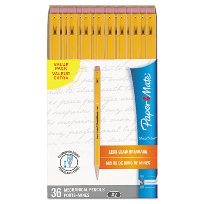 Sharpwriter Mechanical Pencil Value Pack, 0.7 Mm, Hb (#2), Black Lead, Classic Yellow Barrel, 36/Box