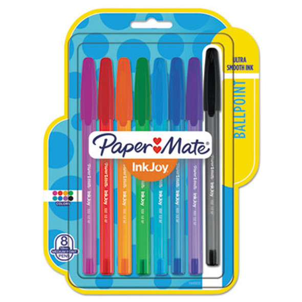 Inkjoy 100 Ballpoint Pen, Stick, Medium 1 Mm, Assorted Ink And Barrel Colors, 8/Pack