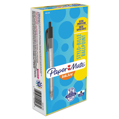 Inkjoy 100 Rt Ballpoint Pen, Retractable, Medium 1 Mm, Black Ink, Smoke/Black Barrel, Dozen