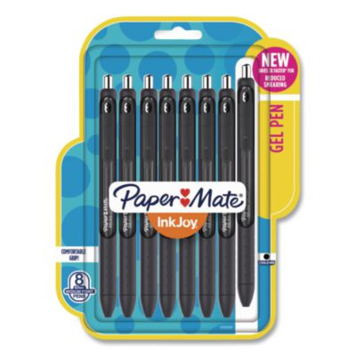 Inkjoy Gel Pen, Retractable, Medium 0.7 Mm, Black Ink, Black/Smoke Barrel, 8/Pack