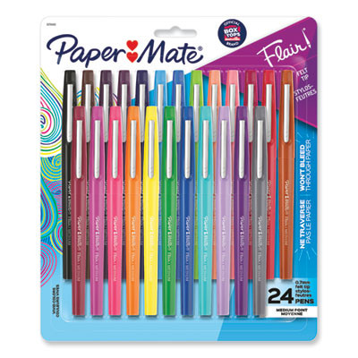 Point Guard Flair Felt Tip Porous Point Pen, Stick, Medium 0.7 Mm, Assorted Tropical Vacation Ink And Barrel Colors, 24/Pack
