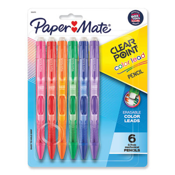 Clearpoint Color Mechanical Pencils, 0.7 Mm, Assorted Lead And Barrel Colors, 6/Pack