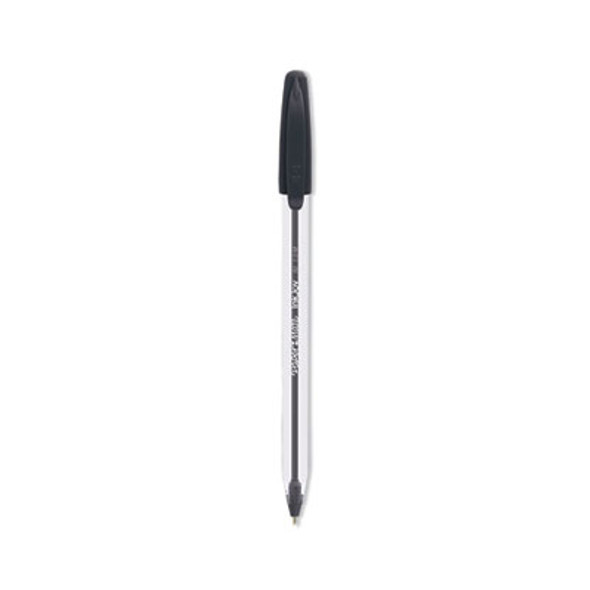 Inkjoy 50St Ballpoint Pen, Stick, Medium 1 Mm, Black Ink, Clear Barrel, Dozen