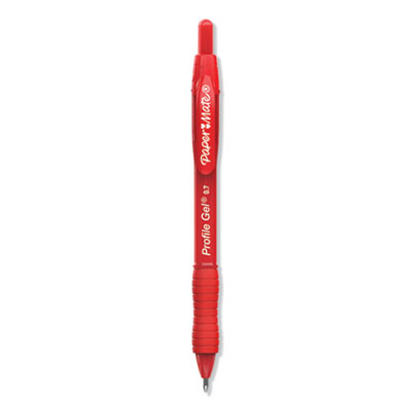 Profile Gel Pen, Retractable, Medium 0.7 Mm, Red Ink, Translucent Red Barrel, Dozen