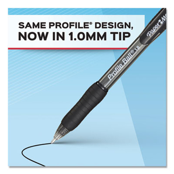 Profile Ballpoint Pen, Retractable, Medium 1 Mm, Black Ink, Translucent Black Barrel, Dozen