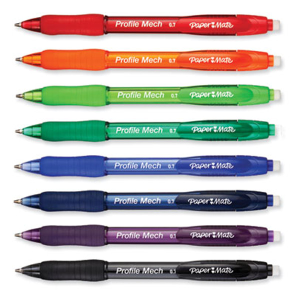 Profile Mechanical Pencils, 0.7 Mm, Hb (#2), Black Lead, Assorted Barrel Colors, 8/Pack