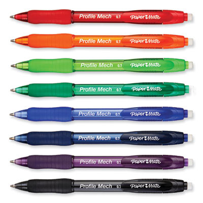 Profile Mechanical Pencils, 0.7 Mm, Hb (#2), Black Lead, Assorted Barrel Colors, 8/Pack