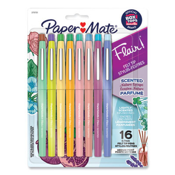 Flair Scented Felt Tip Porous Point Pen, Stick, Medium 0.7 Mm, Nature Escape Scents, Assorted Ink And Barrel Colors, 16/Pack