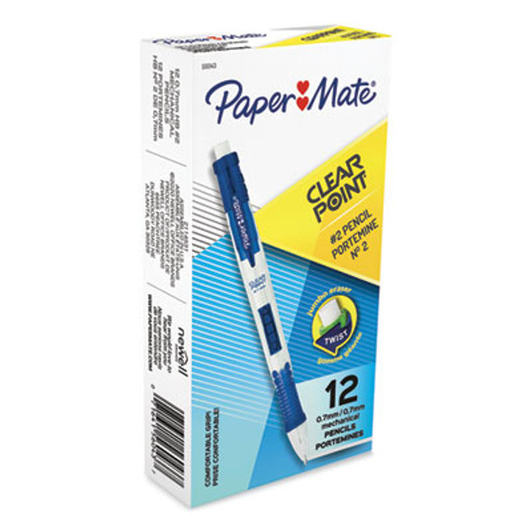 Clear Point Mechanical Pencil, 0.7 Mm, Hb (#2), Black Lead, Blue Barrel