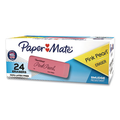Pink Pearl Eraser, For Pencil Marks, Rectangular Block, Medium, Pink, 24/Box