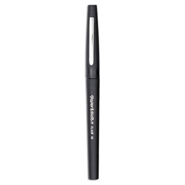 Point Guard Flair Felt Tip Porous Point Pen, Stick, Medium 0.7 Mm, Black Ink, Black Barrel, Dozen