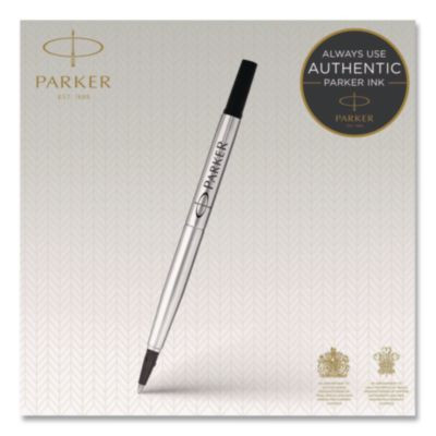 Quink Refill For Parker Rollerball Pen, Medium Tip, Black Ink, 2/Pack