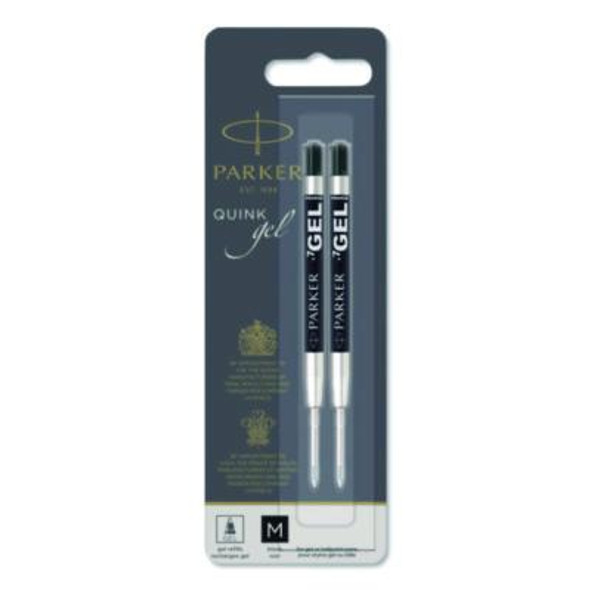 Refill For Parker Retractable Gel Ink Roller Ball Pens, Medium Conical Tip, Black Ink, 2/Pack