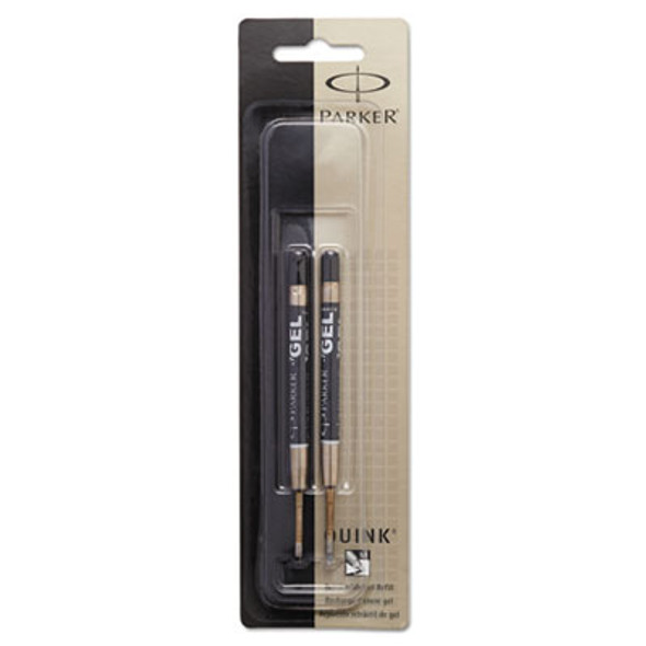 Refill For Parker Retractable Gel Ink Roller Ball Pens, Medium Conical Tip, Black Ink, 2/Pack