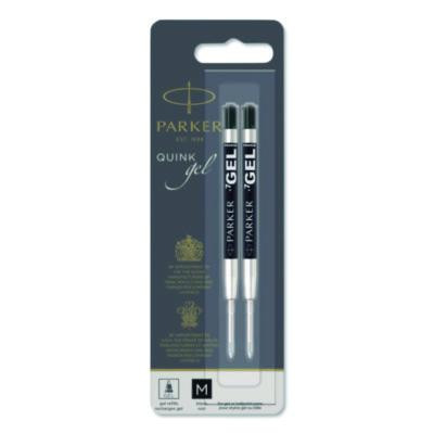 Refill For Parker Retractable Gel Ink Roller Ball Pens, Medium Conical Tip, Black Ink, 2/Pack