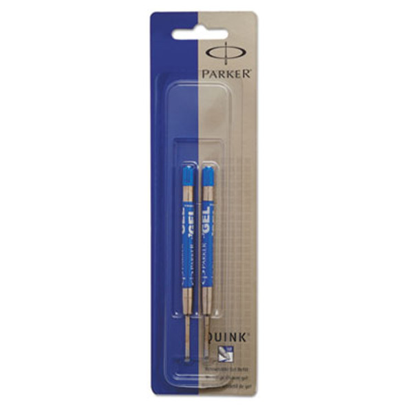 Refill For Parker Retractable Gel Ink Roller Ball Pens, Medium Conical Tip, Blue Ink, 2/Pack