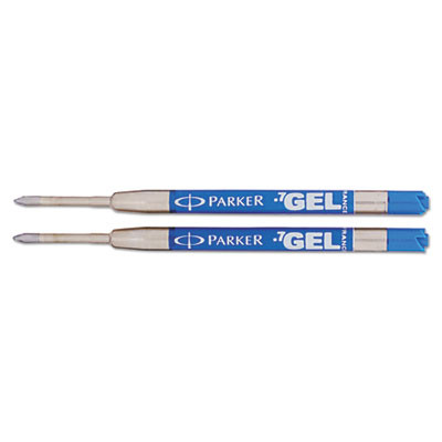 Refill For Parker Retractable Gel Ink Roller Ball Pens, Medium Conical Tip, Blue Ink, 2/Pack