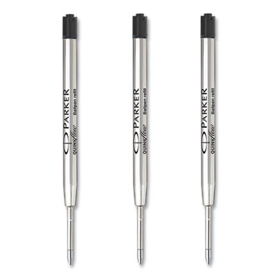 Quinkflow Refill For Parker Ballpoint Pen, Medium Tip, Black Ink, 3/Pack