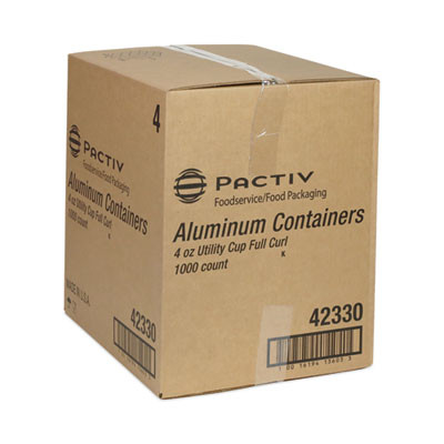 Aluminum Take-Out Container, 4 Oz, 2.94" Diameter x 1.66" h, Silver, 1,000/Carton
