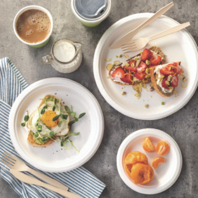 Earthchoice Pfas Free Compostable Dinnerware, Plate, Sugarcane, 10.25" Dia, Natural, 500/Carton