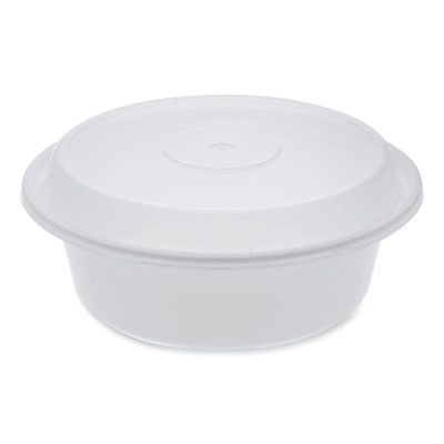 Newspring Versatainer Microwavable Containers, Round, 32 Oz, 7 x 7 x 2.8, White/Clear, Plastic, 150/Carton