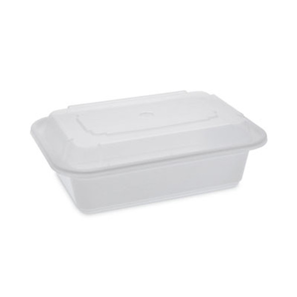 Newspring Versatainer Microwavable Containers, 24 Oz, 5 x 7.25 x 2.63, White/Clear, Plastic, 150/Carton