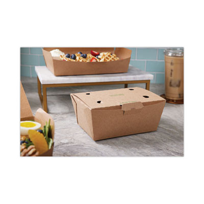 Earthchoice Tamper Evident Onebox Paper Box, 7.6 x 5.7 x 3.3, Brown, 160/Carton