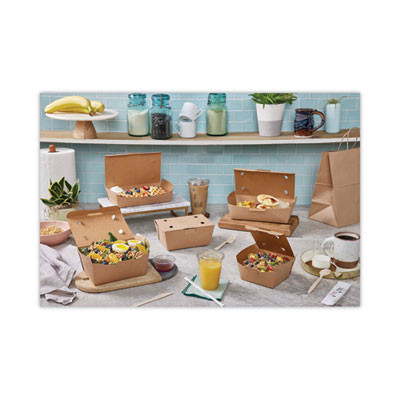 Earthchoice Tamper Evident Onebox Paper Box, 9.9 x 5.9 x 2.8, Brown, 162/Carton