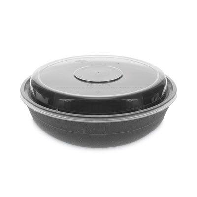 Earthchoice Versa2Go Microwaveable Container, 30 Oz, 6.8 x 6.8 x 2.2, Black/Clear, Plastic, 150/Carton