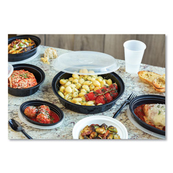Newspring Versatainer Microwavable Containers, Oval, 6 Oz, 5.7 x 4 x 1.1, Black/Clear, Plastic, 150/Carton