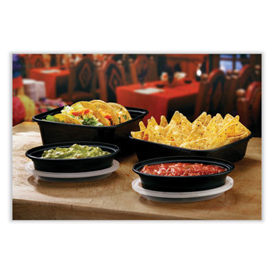 Newspring Versatainer Microwavable Containers, Oval, 8 Oz, 5.7 x 4 x 1.5, Black/Clear, Plastic, 150/Carton