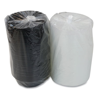 Newspring Versatainer Microwavable Containers, Oval, 24 Oz, 9.1 x 6.7 x 1.45, Black/Clear, Plastic, 150/Carton